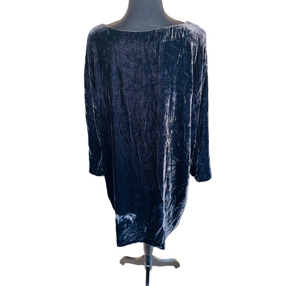 Adrienne Vittadini Whimseygoth Fairy Black Crushed Velvet Tunic Dress Minimalist - Picture 10 of 10